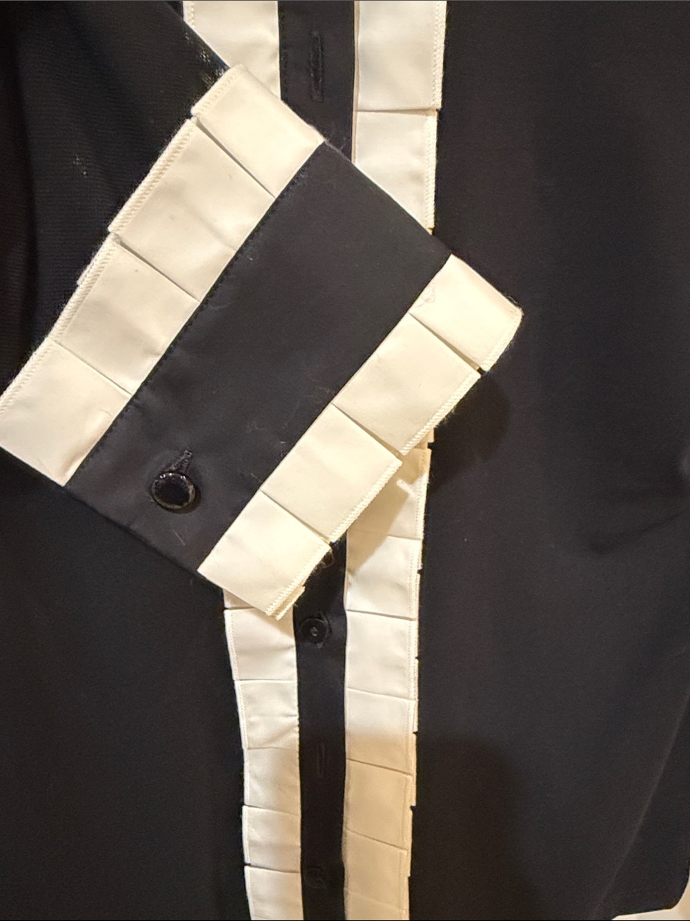 Anne Fontaine Black Blouse with White Trim - Picture 5 of 6